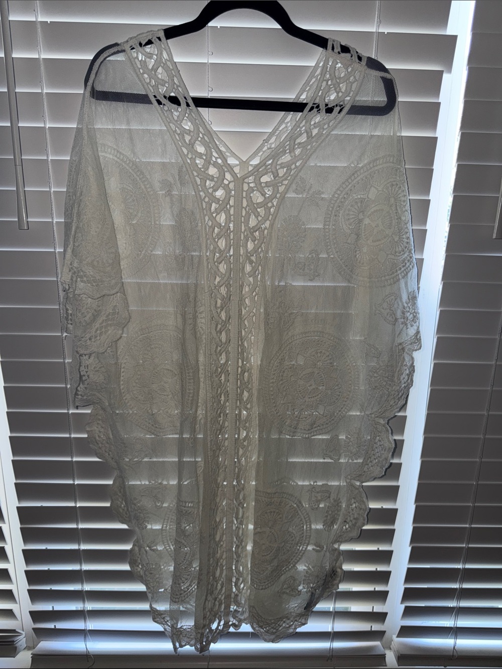 Vince Camuto White Crochet Lace Kimono Swim Cover-Up